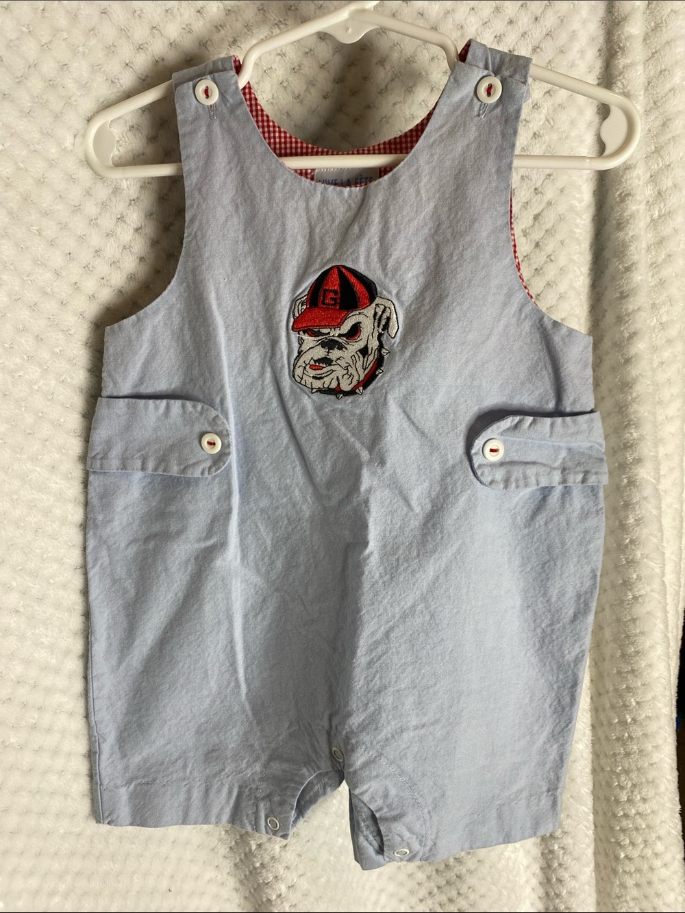 Vive La Fete Light Blue Georgia Bulldogs Appliqué Baby Romper